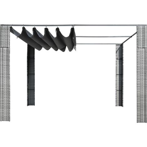 Tonnelle Barnum de Jardin, Pavillon, Pergola, Tente de jardin, Tente et toit Résine tressée 300x300x200cm Gris / anthracite OIB3236E (1/4)