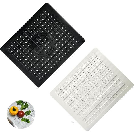 2 Tapis Évier Silicone Antidérapant Drainage Intégré Grille Pliable Vaisselle Protection Lavabo Cuisine (1/5)