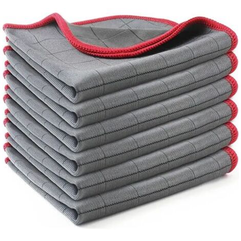 Chiffons microfibre carbone 40x50 cm (Lot de 6) — Nettoyage sans trace, rouges, lavables. (1/5)