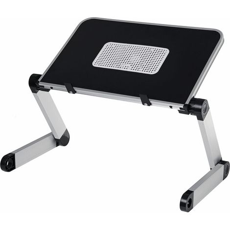 Soporte para computadora portátil ajustable de 360°, mesa ergonómica plegable para computadora portátil, sofá cama, bandeja para computadora portátil con ventilador de refrigeración (negro) (1/3)