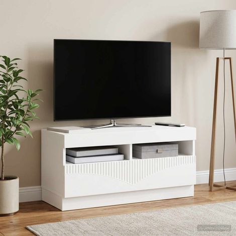 vidaXL Meuble TV LED Blanc Bois d'ingénierie (1/5)