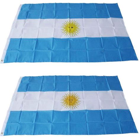 Drapeau argentin 90 x 150 cm (3' x 5') avec œillets, résistant à la décoloration, qualité supérieure (1/4)