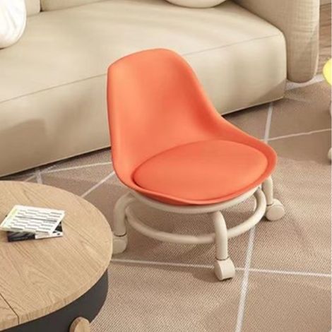 Tabouret roulant bas pour enfants avec dossier, tabouret à roulettes basse avec roulettes universelles, tabouret marchepied à roulettes bas orange (1/5)