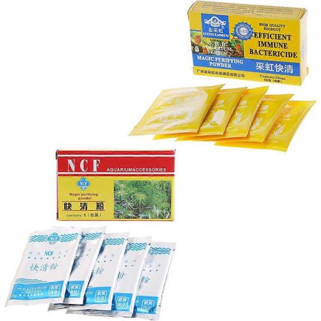 5 sachets de poudre nettoyante pour clarificateur d'eau d'aquarium, bactéricide immunitaire efficace (1/4)