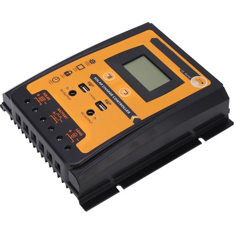 70A 12V/24V Solar-Laderegler, Dual-USB-Regler mit LCD-Bildschirm, Smart-Display, Lade-/Entladeschutz, Solarmodulregler (1/5)