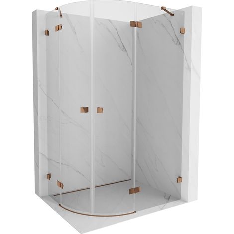 Mexen Lunar cabine de douche semi-circulaire pivotante droite 100 x 70 cm, transparent, or rose - 833-100P-070L-60-00 (1/5)