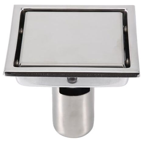 Drain de Sol Carré 110mm en Acier Inoxydable 304 Système de Drainage Anti-Encrassement Anti-Odeur pour Salle de Bain Cuisine WC et Balcon Large Calibre Évacuation Optimisée (1/5)
