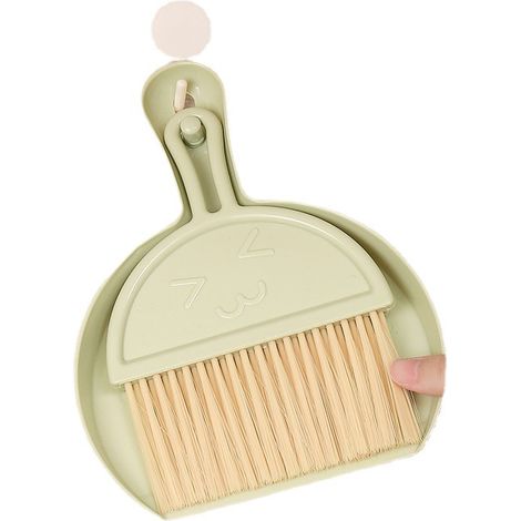 Petit ensemble pelle et balai, mini pelle et balai, pelle portable, balayette de bureau, balai à poussière souple pour bureau, maison, cuisine (vert) (1/5)