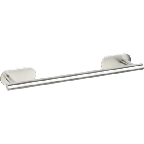 WENKO Turbo-Loc® Edelstahl Badetuchstange Orea Matt, Handtuchhalter, Befestigen ohne bohren, Silber matt, Edelstahl rostfrei matt (1/5)