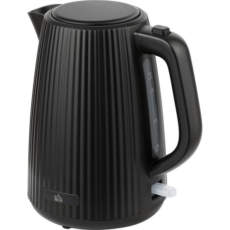 Elektrischer Wasserkocher, 1, 7L, Schnellkochfunktion, 2200W, mit herausnehmbarem Kalkfilter, Abschaltautomatik, Schwarz