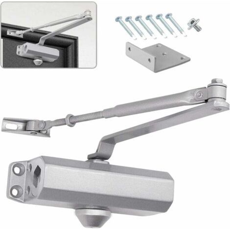BUNTHAUS Automatischer hydraulischer Türschließer mit Stoppvorrichtung, einstellbarer Federtürschließer, geschlossener Puffer für gewerbliche und private Nutzung, Türen 25-45 kg (Silber)