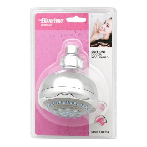 Pommeau de douche Shark avec joint Zama avec 3 jets hauteur totale 11 cm diame'tre 8 cm chrome fonction anticalcaire pie'ces de'tache'es pour pommeaux de douche pour baignoires