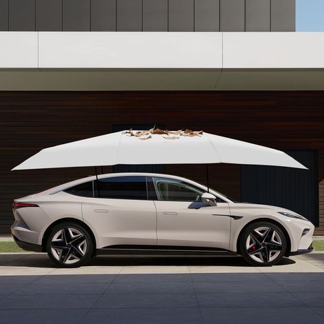 4,6 m Copertura auto completa semiautomatica Tenda universale per auto con supporto, Carport protettivo portatile, Ombrello pieghevole per auto, Tenda mobile per berline, SUV