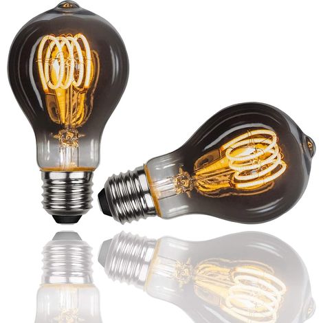 Edison-Glühbirne, 2 Stück, A60, E27, 4 W, LED-Glühbirne, Vintage, dekorative Lampe, Retro-Glühlampen, antike Glühbirne, warmweiß, für Restaurants, Cafés, Fenster, Ausstellungsräume, Glühlampen (1/5)