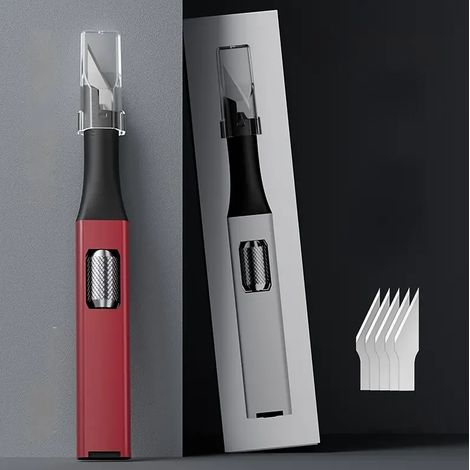 Le couteau à sculpter DIY en forme de stylo avec manche en aluminium est livré avec 5 lames artificielles en forme de fer à cheval que vous pouvez remplacer vous-même.