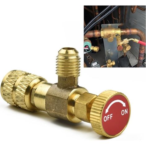 Ladeadapter aus Kupferlegierung – 1 Stück – Robustes Metall – Absperrventil 1/4" auf 5/16" – Für Klimaanlagen mit R22 und R410A – 64 x 20 mm (1/5)
