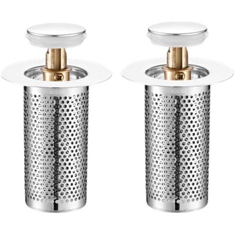 Pair Filtre de Drainage en Acier Inoxydable 2 Pièces, Crépine Escamotable pour Cuisine, Baignoire, Salle de Bain (1/5)
