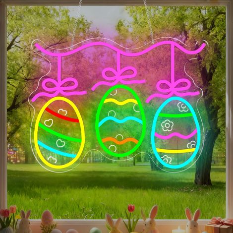 Guirlandes lumineuses néon œufs de Pâques, bar, bureau, chambre, cadeaux de Pâques, pour enfants et filles (1/5)