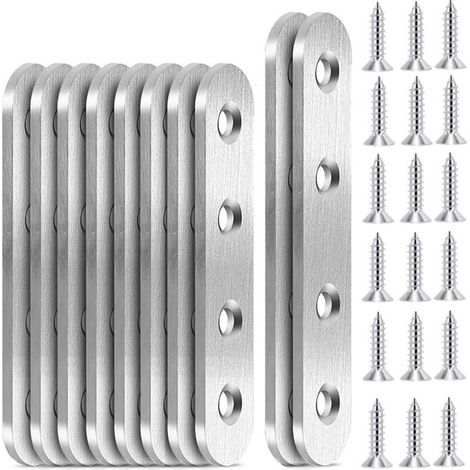 10PCS Fixation Droits Plats Plaques Pattes D'assemblage en Inox Sont Pattes d'assemblage Équerres Plaque de Réparation . 96 x 16 mm. 76 x 16 mm (1/3)