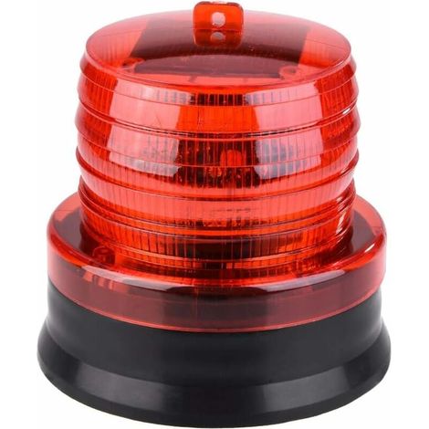 Emergency Solar Flashing Warning Light, Magnetic LED Rotating Beacon, Safety Warning Light for Cars, Roadblocks, and Flashlights (Red) (1/5)
