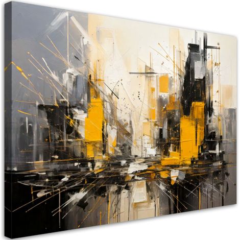 Modernes Wandbild Abstrakte Stadt beige gelb 60x40 cm (1/5)