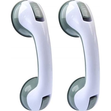 2 PCS Poignée baignoire de sécurité/ Poignée/ventouse de douche pour salle de bain + WC (Gris) (1/3)