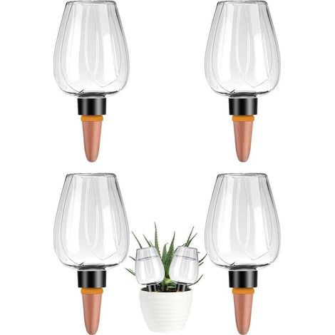 Lot de 4 boules d'arrosage automatiques pour plantes - Dispositif d'arrosage en plastique transparent - Diffusion lente de l'eau - Pour pots en terre cuite (1/5)