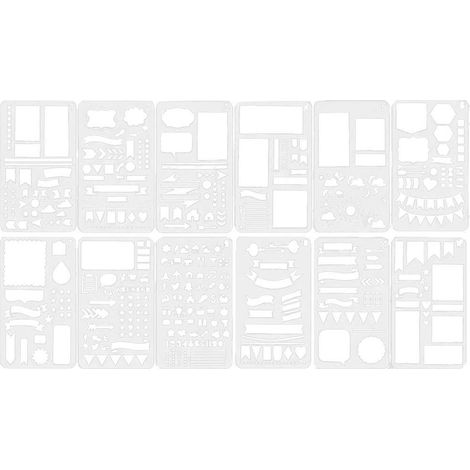 Lot de 12 pochoirs pour carnets, agendas, carnets de scrapbooking, dessins et cartes de vœux. (1/5)