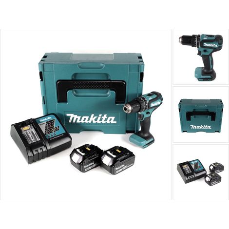 Taladro de percusión sin cable Makita DHP 485 RGJ 18V 50Nm + 2x batería recargable 6.0Ah + cargador rápido + Makpac (1/5)