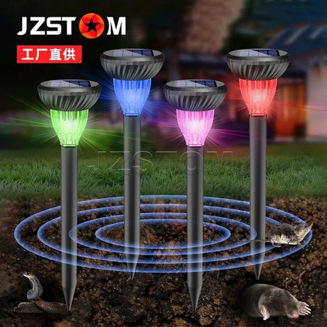 Lot de 8 répulsifs à serpents solaires pour usage extérieur, répulsif à serpents à ultrasons, répulsif à serpents solaire avec buzzer et lumière. (1/5)
