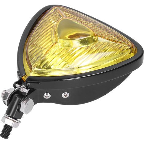 12V 55W Dreieck-Scheinwerfer, gelbe Linse, schwarzes Gehäuse, passend für alle Retro-Motorräder und ATVs (1/5)