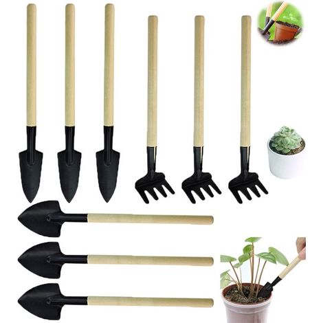 9-teiliges Mini-Gartenwerkzeugset mit Holzgriffen (1/5)