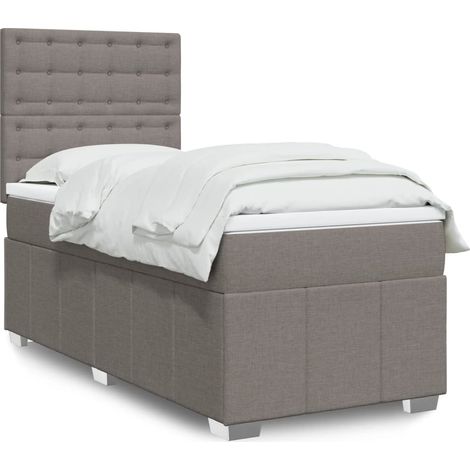 Boxspringbett mit Matratze Taupe 90x200 cm Stoff vidaXL