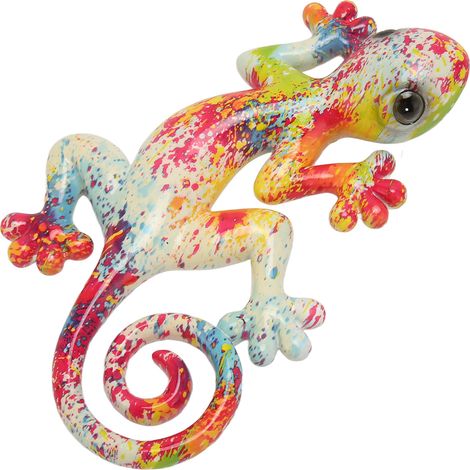 Décoration murale gecko, porte-bonheur et sagesse, peinte à la main, couleurs inaltérables, sculpture murale lézard 3D, convient pour réfrigérateurs, clôtures, porches LM9001A 3 (1/5)