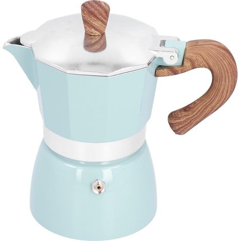 Cafetière Moka Classique en Aluminium, 3 Tasses, Bleu Lac, avec Poignée Anti-brûlure, Non Compatible Induction (1/5)