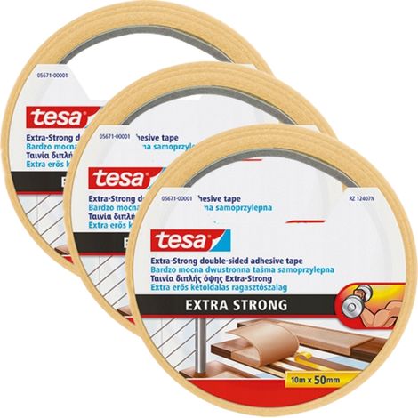 Ruban adhésif antidérapant extra fort TESA pour sous-tapis, 10 m x 50 mm x 3 (1/5)