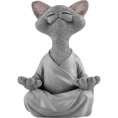 Buddha-Katzenstatue – Glücklicher Katzen-Buddha, Katzen-Buddha-Statue, Meditations-Katzenstatue, Gartenskulptur, Außendekoration, Yoga-Buddha-Zen-Katze, Rasendekoration für den Außenbereich, 5,5 x 8 x (1/4)