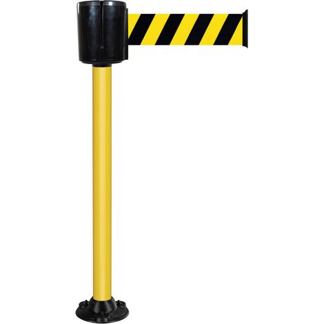 Poteau à sangle alu jaune hachuré jaune/noir 10m x 100mm socle fixe - 2801515 (1/3)