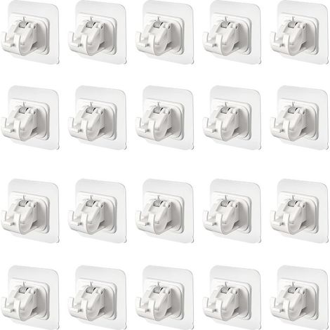 20 - Gardinenstangenhalterung - Klebebefestigung - Kein Bohren erforderlich - Für Bad und Küche - Weiß - Durchmesser 2,2 cm (1/5)