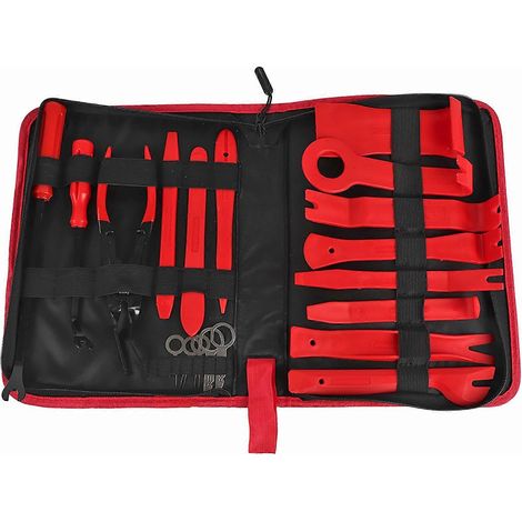 Outil de démontage d'autoradio, kit de démontage de tableau de bord, kit de levier pour la réinstallation de voiture (rouge) (1/4)