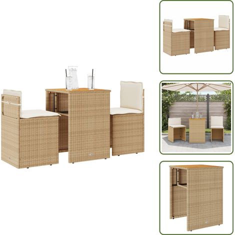 Ratán sintético - vidaXL Sillas y mesita de jardín 3 piezas ratán sintético cojín beige - Muebles de exterior