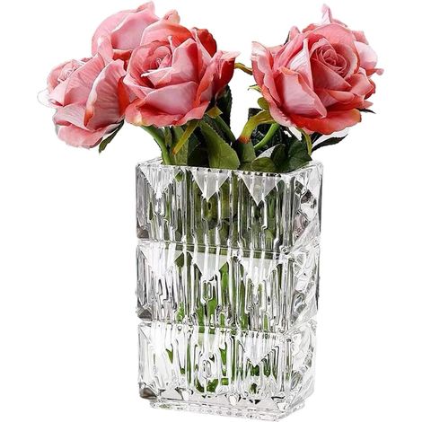 Vase Carré en Verre Transparent Vase en Forme de Livre en Verre Vase Design Moderne en Verre pour Salon Centres de Table Bibliothèque Comptoir Mariages (15 10 20cm) (1/5)