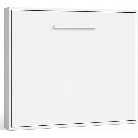 Lit escamotable horizontal OPTIMA Blanc Sans matelas-150x200-Cadre Blanc-Façade Blanche (1/5)