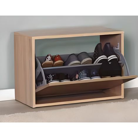 Meuble à chaussures avec 1 porte coloris Chêne Cambrian - Longueur 60 x profondeur 30 x hauteur 42 cm -PEGANE-