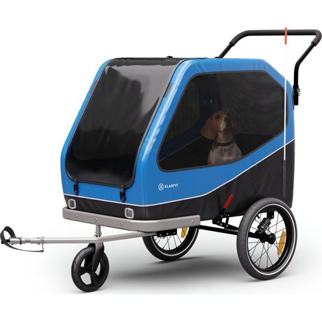 Klarfit Anhänger für 2 Haustiere mit 324 l Volumen, Hybrid-Buggy mit solider Stahlrahmenkonstruktion, integrierten Reflektoren & Bremsen - geräumiger Hunde-Fahrradanhänger (1/5)