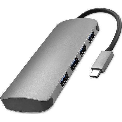 Adaptador Qoltec Hub USB-C 3.1 5 en 1  4 puertos USB 3.0  CC (1/5)