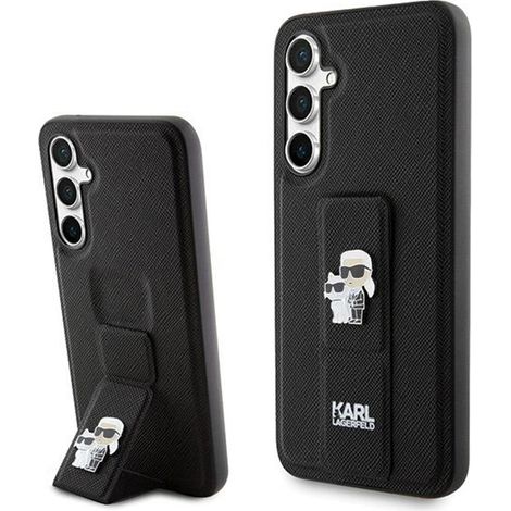 Étui Karl Lagerfeld Gripstand Saffiano Karl & Choupette Pins - Coque Samsung Galaxy S23 FE (Noire)