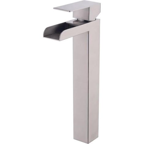Mitigeur cascade de salle de bain, inox, surélevé, monotrou (1/4)