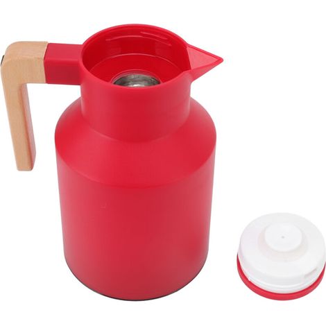 European Portable Leakproof Coffee Carafe with Beech Wood Handle, 12h Thermal Insulation, Thermal Coffee Carafe for Home and Office (Red). (1/5)