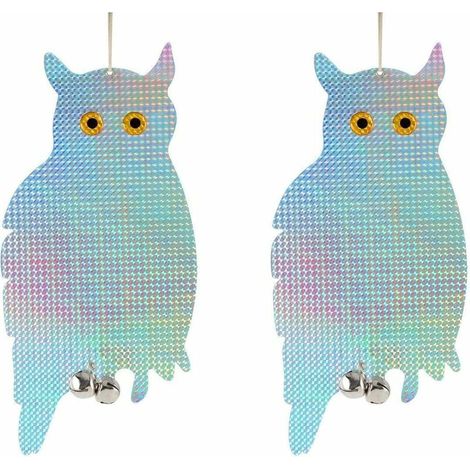 Épouvantail/pigeon effrayé, répulsif pour oiseaux, traqueurs de pigeons en forme de hibou épouvantail, dispositif de contrôle réfléchissant 2 pièces (1/5)